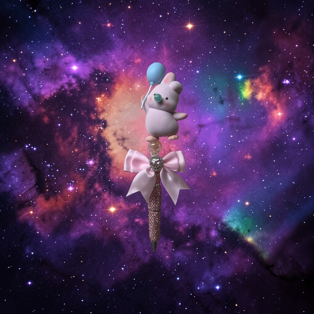 Cute Pink Bunny Pen with Bow